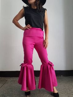 "Swing pant made to order 🌸Made to order for every sizes 🌸Please check my size guide before ordering if not fit please give me your waist and hips 🌸fabric:duchess satin (not stretch) 🌸Color :7 colors: black,white,pink,grey,purple, brown and dark red SGinstar Size Guide UK4/US0/EU32/AU4 Bust 31\"(78cm.) Waist24\"(60cm.) Hips33\"(83.5cm.) UK6/US2/EU34/AU6 Bust32\"(80.5cm.) Waist25\"(63cm.) Hips34\"(86cm.) UK8/US4/EU36/AU8 Bust33\"(83cm.) Waist26\"(65cm.) Hips35\"(88.5cm.) UK10/US6/EU38/AU10Bus Pink Ruffled Bottoms For Party, Spring Fitted Bottoms With Bow, Spring Fitted Bottoms With Bow Detail, Fitted Spring Bottoms With Bow Detail, Fitted Ruffled Pants For Party, Fitted Party Pants With Ruffles, Spring Party Bottoms With Bow Detail, Spring Party Bottoms With Bow, Chic Hip-length Bottoms For Party