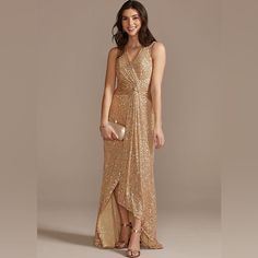 Galina Gold Sequin Dress. Dress Is From David’s Bridal. Size 6. Make An Offer Gold Sequin Dress, Gold Sequin, Size 6 Dress, Sequin Dress, Colorful Dresses, Sequin, Womens Sizes, Size 6, Womens Dresses