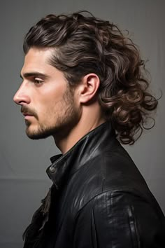 Handsome man with long curly hair Men Haircut Long Curly, Styling Long Curly Hair Men, Mens Long Length Hairstyles, Man Long Curly Hairstyle, Long Curly Mens Haircut, Long Hair Men Curly, Man Looking Down, Curly Man Haircut Medium, Long Hair Men Style Curly