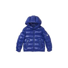 Moncler "Maya" puffer jacket with classic bell printed at the sleeve Hooded neckline; snap closures Long sleeves; snap cuffs Full zip front Side zip pockets Down/feather fill Nylon/polyamide Lining: Nylon Machine wash cold Imported Luxury Blue Puffer Jacket For Winter, Luxury Blue Winter Puffer Jacket, Luxury Long Sleeve Hooded Jacket With Padded Collar, Luxury Hooded Puffer Jacket For Winter, Luxury Hooded Quilted Jacket For Winter, Luxury Hooded Quilted Winter Jacket, Luxury Blue Puffer Outerwear, Luxury Outerwear With Adjustable Hood, Luxury Long Sleeve Outerwear With Adjustable Hood