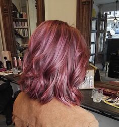 Pink Hair On Natural Hair, Professional Pink Hair, Brownish Pink Hair, Red Hair Pink Highlights, Rose Brown Hair Color, Red Hair With Pink Highlights, Dusty Rose Hair Color, Dusty Pink Hair