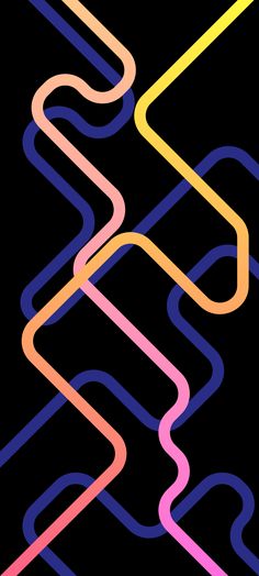 an abstract background consisting of lines and curves in different colors, including pink, blue, yellow, and orange