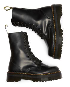 Dr Martens Jadon Hi, Jadon Hi, Jadon Boots, Dr Martens Jadon, Leather Platform Boots, Tokyo Street Fashion, Boots Uk, Black Polish, Goodyear Welt