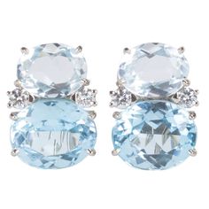 Medium Gum Drop™ Earrings With Rock Crystal And Pale Blue Topaz And Diamonds Blue Diamond Earrings, Blue Diamond Jewelry, Gum Drop, Tiffany And Co Jewelry, Blue Drop Earrings, Blue Rock, Blue Topaz Jewelry, Platinum Earrings, Vintage Fine Jewelry