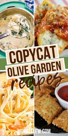 collage of Olive Garden copycat recipes Olive Garden Copycat Recipes, Olive Garden Pasta, Restaurant Recipes Famous, Copycat Recipes Olive Garden, Copycat Olive Garden, Olive Garden Copycat, Olive Garden Recipes, Diner Recept, Copykat Recipes