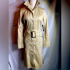 This Fashionable Trenchcoat With Wide Belt Shows Off Any Figure Belt Buckle Has Gold Tone. Never Been Worn. Still Has Tags. Khaki Belted Long Sleeve Outerwear, Fitted Beige Button-up Outerwear, Fitted Long Sleeve Belted Outerwear, Vintage Long Sleeve Belted Outerwear, Us Polo, Wide Belt, Trench Coats, Belt Buckle, Belt Buckles