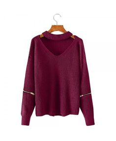 Buy Chunky Choker Sweater - Wine Red - 2L08338116 online, fidn many other Women's Pullovers Knitted Choker, Chunky Choker, Oversized Jumper, Knit Turtleneck Sweater, Knit Sleeve, Embroidered Sweater, Women's Sweaters, Street Outfit, Women Sleeve