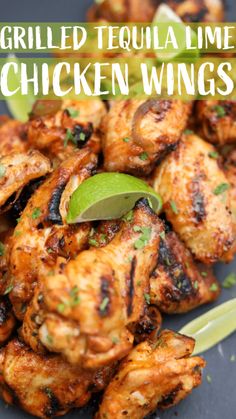 grilled tequila lime chicken wings on a plate