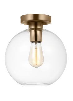 a light fixture with a clear glass globe