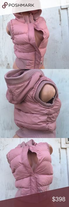 Pink Stretch Winter Outerwear, Pink Fitted Vest For Winter, Fitted Hooded Spring Vest, Fitted Hooded Vest For Spring, Pink Fitted Hooded Puffer Jacket, Fitted Pink Hooded Puffer Jacket, Vintage Puffer Vest, Bunny Jacket, Pink Playboy