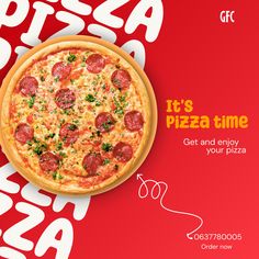 a pizza with pepperoni and cheese on it's cover is shown in this advertisement