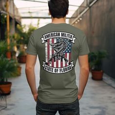 American Militia Softstyle T-shirt Second Amendment Supporter Tee, Crossed AR-15 Rifles, USA Flag and Alligator Shirt, Florida Patriotic - Etsy American Flag Shirt, T Shirt For Men