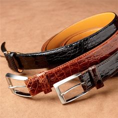 Shiny Finish Crocodile Belts Caiman Crocodile, Crocodile Leather Belt, Ben Silver, Alligator Belt, Belts Men, Leather Anniversary Gift, Leather Anniversary, Men Belts, Silver Collection