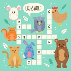 crossword game with cute animals and birds