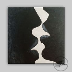 a painting with black and white lines on it