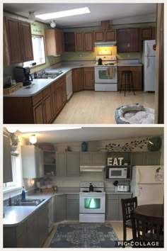 before and after pictures of a kitchen remodel