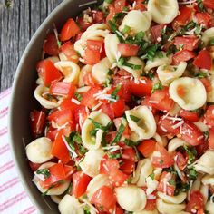 pasta salad with tomatoes and parmesan cheese