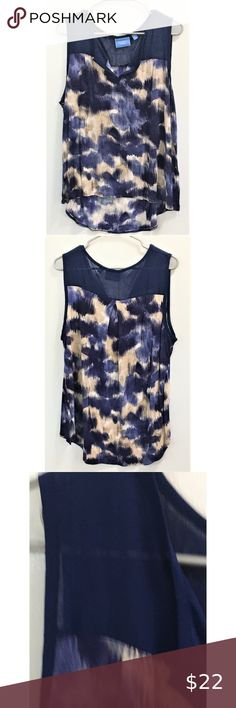 Simply Vera Vera Wang Tank Top Abstract Blue Print Women's XL Simply Vera Wang, Simply Vera, Blue Print, Vera Wang, Summer Tops, Woven Fabric, Tank Top, Womens Tops