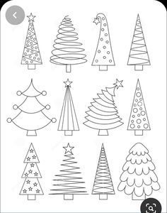 a set of christmas trees with different shapes