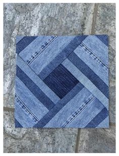 an image of a blue patchwork quilt on a stone floor with the caption save