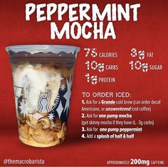 the starbucks drink is being advertised as peppermint mocha, and it contains calories