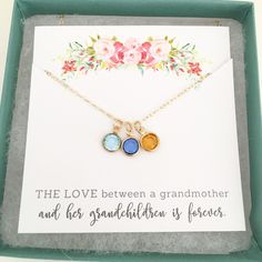 "Mother's Day Jewelry, Mother's Day gift, Grandmother Necklace, Birthstone Necklace, Personalized Necklace, Family tree Necklace, Grandmother Gift, Custom Necklace, Gift for mom, gifts for her ♥This beautiful personalized necklace is perfect for that special grandmother in your life! ♥What better gift than a sentimental piece of jewelry that can symbolize the birthdates of your children or loved ones! HOW TO ORDER: ♥Please select from the drop down menu how many Swarovski birthstone charms you w Grandmother Necklace, Birthstone Charm Necklace, Mother's Day Jewelry, Family Tree Necklace, Necklace Birthstone, Hand Stamped Necklace, Grandmother Gifts, Mothers Necklace, Grandma Gift