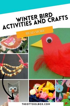 the collage has pictures of birds and other crafts