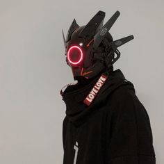 Red Cyberpunk Outfit, Sci Fi Helmet, Techwear Mask, Futuristic Mask, Sci-fi Helmet, Cyberpunk Mask, Cyberpunk Helmet, Futuristic Helmet, Techwear Fashion