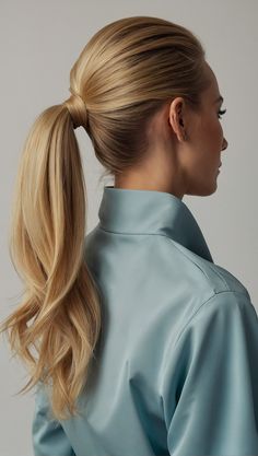 Sleek Low Ponytail Wedding Hair, Low Sleek Ponytail, Money Photoshoot, Straight Ponytail Hairstyles, Wedding Ponytail, Easy Work Hairstyles, Elegant Ponytail, Sleek Ponytail Hairstyles, Guest Hair