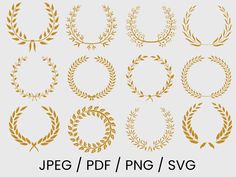 gold laurel wreaths svg files