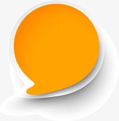 an orange speech bubble on a white background