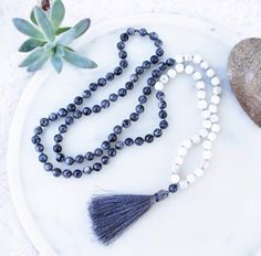 Spiritual Tassel Necklace With 108 Round Beads, Adjustable Spiritual Tassel Necklace With Natural Stones, Knotted Mala, Long Tassel Necklace, Beads Mala, Gemstone Properties, Jewelry Mens, Tassel Jewelry, Mala Bracelet