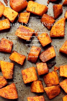 roasted sweet potatoes on a baking sheet