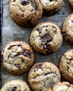 chocolate chip cookies on a baking sheet ready to be eaten