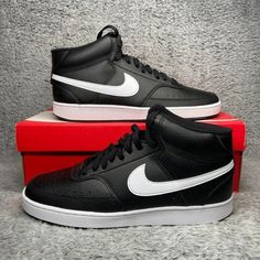 Item: Nike Court Vision Mid Black White Men's Sneakers Style Code: Cd5466-001 Condition: 100% Authentic. Brand New Never Worn. Box Included Size: 10.5 Men's Color: Black/White Seller Notes: -100% Trusted Seller. Your Satisfaction Is Very Important To Me! -Orders Before 11am Pst Will Ship Out Same Day; Orders After 11am Pst Will Ship Out Next Business Day, Guaranteed!(Special Requests Available, Please Ask!) -Shipping From California -Bundles Available!!! -All Sales Are Considered Final. Unless, Nike Leather Skate Shoes With Perforations, Classic Black Synthetic Basketball Shoes, Black High-top Sneakers With Perforations, Classic Black High-top Sneakers With Perforations, Black Leather Skate Shoes With Perforations, Nike Black Skate Shoes With Perforated Toe Box, Black Synthetic Basketball Shoes With Perforated Toe Box, Black High-top Synthetic Sneakers With Perforations, Black Synthetic High-top Sneakers With Perforations