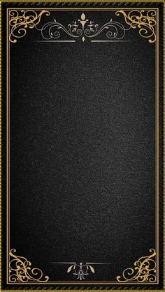 a black and gold background with an ornate border