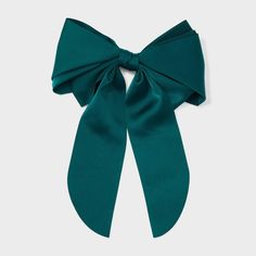 Bring a touch of unexpected movement to your hairstyle with this Long Tail Bow Hair Barrette from A New Day™. This fashion hair accessory features a dark teal green bow with cascading, long tails, adding a touch of flair to your outfit. Plus, the barrette base provides a secure grip, making it easy to manage and style all hair types. A New Day™: Style that goes wherever you do. Suede Headbands, Dark Teal Green, Green Bows, Your Hairstyle, Fashion Hair Accessories, Bow Design, Fashion Hair, Bow Hair, Long Tail