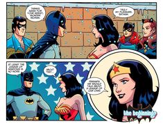 the batman and wonder girls are talking to each other