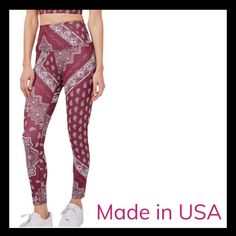 Brand: Splits59 Size: Xs Color: Burgundy Red Condition: Brand New With Tag In Plastic Bag And Ready To Ship. Product Details Color/Pattern - Burgundy Bandana. Approximately 25in From Waist To Hem. Measurements May Vary Slightly By Size. 87% Nylon, 13% Spandex. Machine Wash. Made In The Usa. Color: Red Tags: Boho, Anthro, Urban Outfitters, Street, Lululemon, Denim, Denim Jacket, Babydoll, Fall, Winter, Top, Shirt, Oversize, Asos, Hm, Forever21, Forever, Moto, Leggings, Loungewear, Bohemian, Casua Red Fitted Casual Yoga Pants, Trendy Fitted Red Activewear, Trendy Red Fitted Activewear, Red Athleisure Leggings For Spring, Winter Top, Flare Legging, Shirt Oversize, Moto Leggings, Black Peach