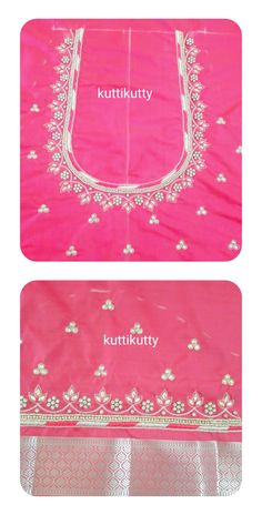 Pink Blouse Design, Blouse Design Simple, Simple Maggam Work Blouse, Simple Maggam Work, Mirror Blouse Design, Blouse Design Aari Work, Blouse Maggam Work, Blouse Works, Maggam Work Blouse