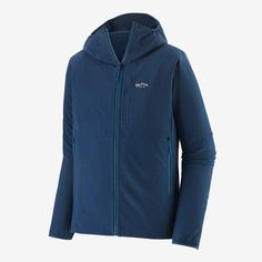 Designed for cool-weather adventuring, this slim-fit crosslayer is warm, stretchy and breathable. Features include an abrasion- and weather-resistant shell, a durable water repellent (DWR) finish made without perfluorinated chemicals (PFCs/PFAS), and technical details engineered for on-the-water performance. Made in a Fair Trade Certified™ factory. | Patagonia Men's R1® TechFace Fitz Roy Trout Hoody in Tidepool Blue, XS - Recycled Polyester/Spandex/Pfas Cheap Blue Hoodie For Outdoor, Functional Midweight Hooded Jacket With Adjustable Hood, Patagonia Functional Outerwear For Sports, Functional Patagonia Outerwear For Sports, Functional Windproof Nylon Hoodie, Patagonia Midweight Outerwear For Sports, Patagonia Functional Sports Outerwear, Outdoor Blue Hoodie With Pockets, Patagonia Functional Nylon Windbreaker