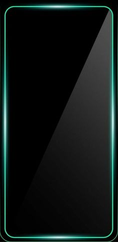 a black square with green neon lights on the sides and an illuminated frame in the middle