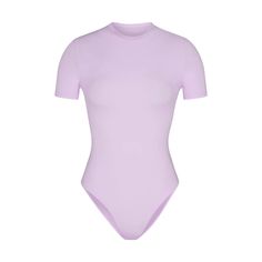 Fits Everybody T-Shirt Bodysuit - Sugar Plum | SKIMS Shirt Bodysuit, Sugar Plum, Short Sleeve Bodysuit, Personal Marketing, Crew Neckline, Soft Fabric, Cool Shirts, Soft Fabrics, Plum