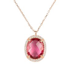 This exquisitely regal oval gemstone pendant necklace is pure elegance in design.  The multifaceted oval gemstone with illustrious cz detailing, which highlights the beauty of the central stone, reflects the light which dazzles from day to night.This stylish necklace is an ideal finishing touch for any evening attire and a great pairing with the Beatrice Earrings and Bracelet.Tourmaline is one of the birthstones for October, making this an ideal personalised birthday gift. Materials: 925 sterlin Elegant Oval Pendant Necklace With Gemstone, Luxury Oval Necklaces With Sparkling Stones, Diamond Oval Pendant Necklace With Gemstone Accents, Oval Diamond Pendant Necklace With Gemstone Accents, Luxury Pink Oval Necklace, Elegant Pink Oval Pendant Necklace, Refined Oval Pendant Necklace As Gift, Elegant Oval Necklaces With Sparkling Stones, Elegant Oval Cabochon Birthstone Necklace