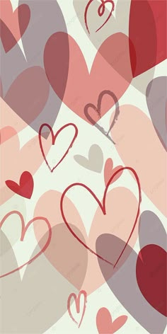 many hearts are arranged in the shape of heart shapes on a pink and red background