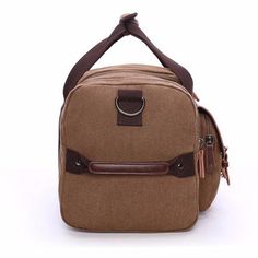 ITEM DETAILS   Type of sports: Fitness 
Material: Canvas 
Color: Black/Red/Khaki/Blue/Coffee 
Size(L*W*H): 46*23*25 cm     ITEM OVERVIEW  The Large Canvas Duffle Bag is a perfect companion for your next adventure. It is made of high-quality cotton canvas material that is durable and long-lasting. The bag features a spacious main compartment that can hold all your clothes, shoes, and other travel essentials. It also has multiple pockets for organizing your smaller items like phones, wallets, and Womens Gym Bag, Canvas Duffel Bag, Canvas Duffle Bag, Overnight Travel Bag, Luggage Bags Travel, Hiking Bag, Mens Travel Bag, Camping Bag, Travel Tote Bag