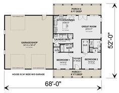 the floor plan for a two story house with three bedroom and an attached garage area