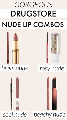 4 Gorgeous Drugstore Nude Lip Combos Good Drugstore Lip Liner, Nyx Liner And Lipstick Combos, Lipsticks For Blondes, Liner Lipstick Combos, Lip Liners And Lipstick Combos, Best Natural Lip Liner, Nyx Natural Lip Liner Combo, Lip Liner Natural Look