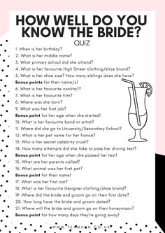 a black and white photo with the words how well do you know the bride?