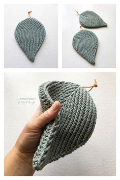 crochet leaf ornament is shown with instructions to make it